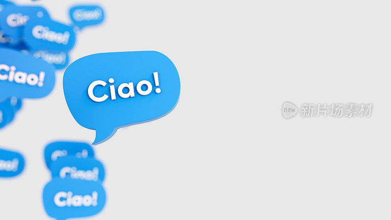 Ciao Greeting Social Media Speech Bubbles .再见，欢迎社交媒体演讲泡泡